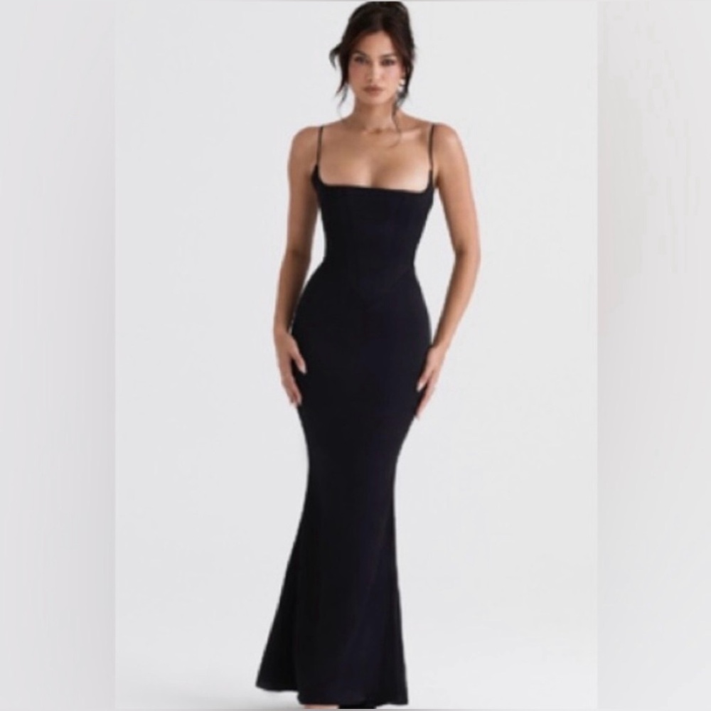 House of CB - Black Satin Corset Gown